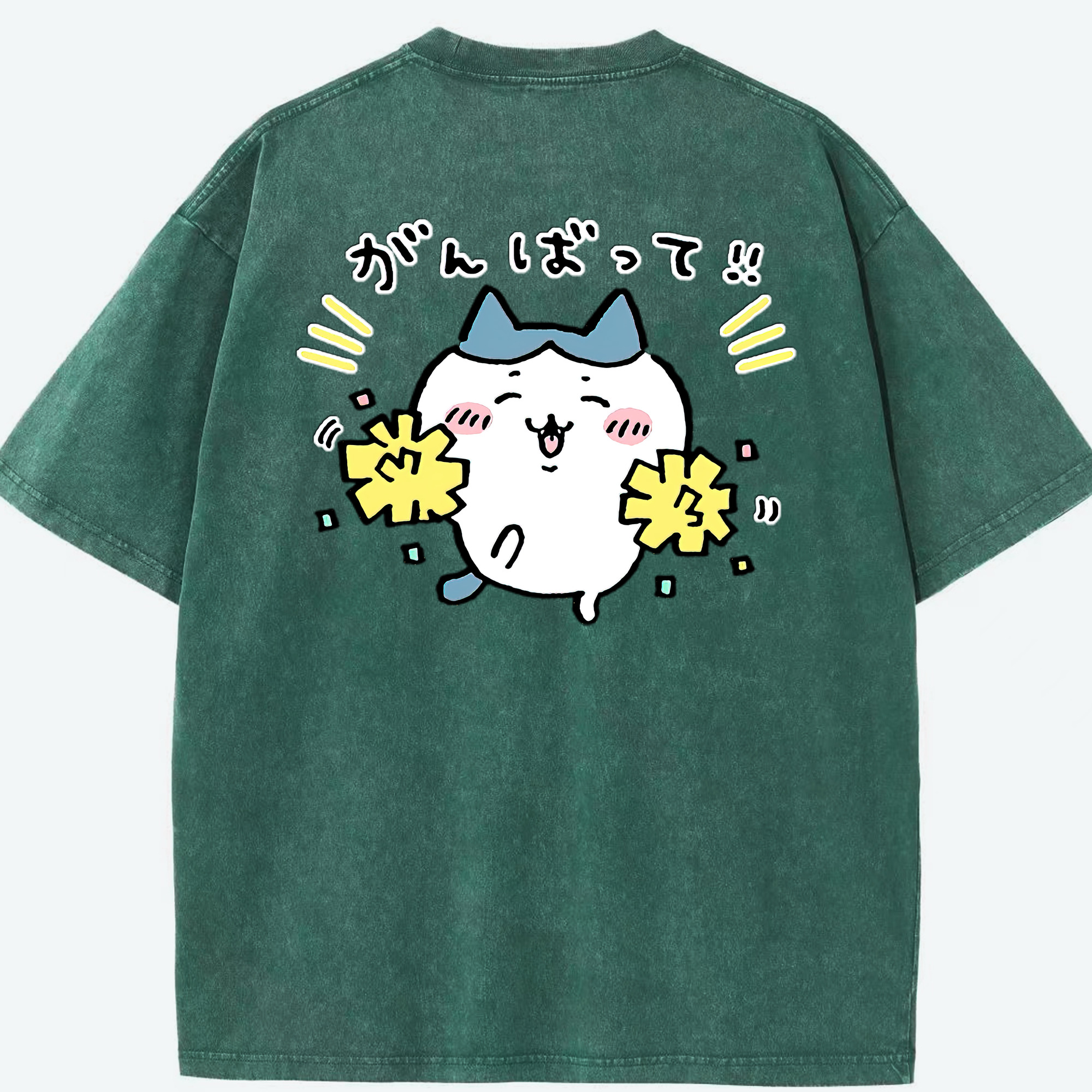（画像用） ちいかわ ハチワレ Chii-kawa hachiware 綿100% ヴィンテージ風 半袖Tシャツ（背面プリント）